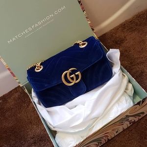 Gucci Blue Marmont purse Velvet